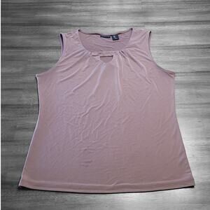 Tahari Essentials Taupe Sleeveless Keyhole Blouse Size L GUC